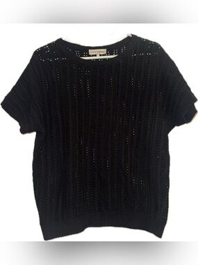 Black Knit Short-Sleeve Sweater